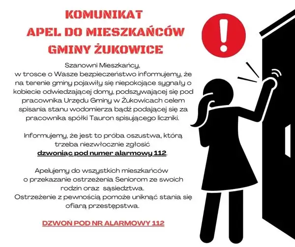 Uwaga na oszustkę podszywającą się pod pracownicę urzędu i Tauron w Żukowicach