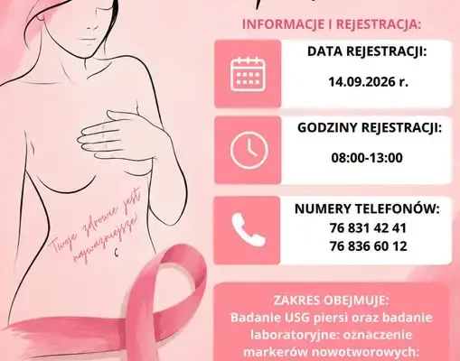 Bezpłatne badania USG piersi i markerów nowotworowych – rejestracja 14 września