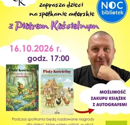 Noc Bibliotek 2026: spotkanie z Piotrem Kościelnym, Escape Room i wieczorek taneczny