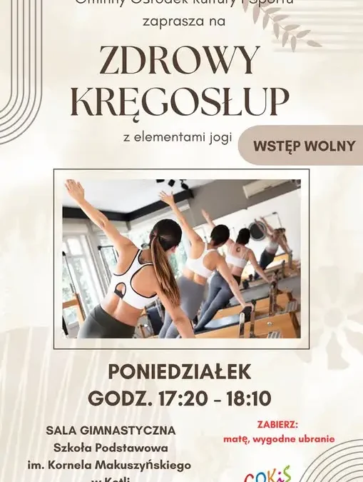 Zdrowe plecy i relaks: darmowe zajęcia z jogi w Gminnym Ośrodku Kultury Sportu