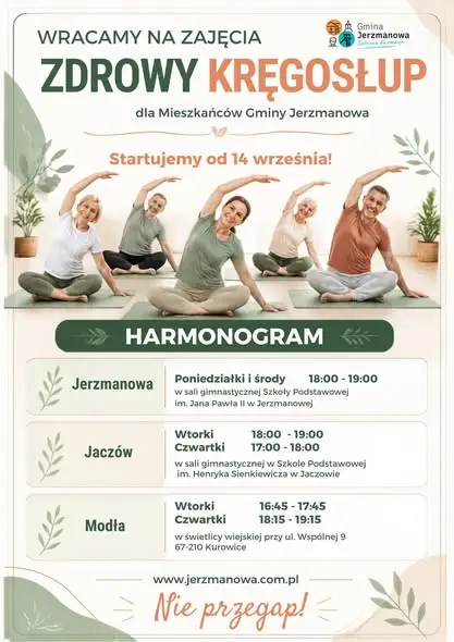 Gmina Jerzmanowa: ruszył cykl zajęć „Zdrowy Kręgosłup” dla mieszkańców