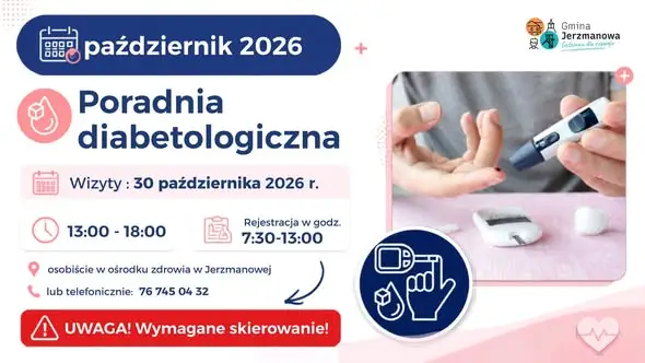 Harmonogram przyjęć specjalistów w Ośrodku Zdrowia w Jerzmanowej – październik 2026