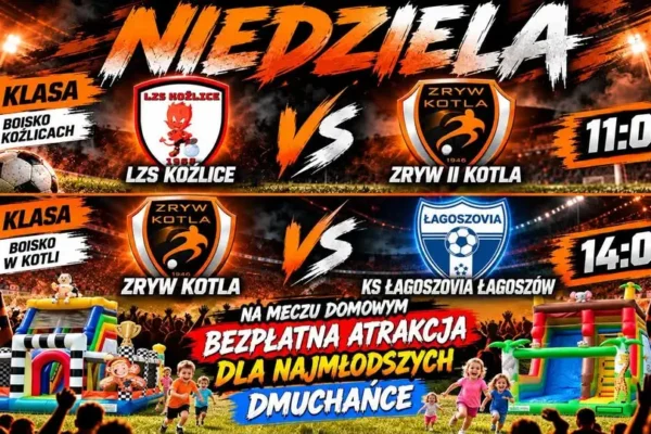Niedziela z piłką w gminie Kotla – dwa mecze i dmuchańce dla dzieci