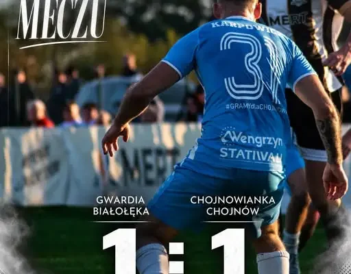 Gwardia Białołęka remisuje 1:1 z Chojnowianką Chojnów. Kamil Piotrowski strzelcem gola