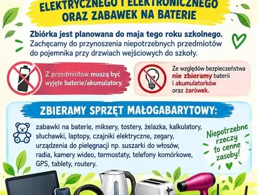 Szkoła w Białołęce zbiera niepotrzebny sprzęt elektroniczny i zabawki na baterie