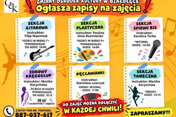 Gminny Ośrodek Kultury w Białobrzegach ogłasza zapisy na zajęcia artystyczne