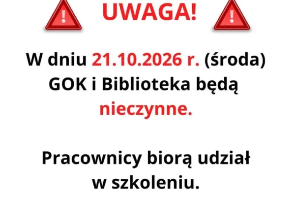 GOK i Biblioteka w Białołęce nieczynne 21 października – szkolenie pracowników