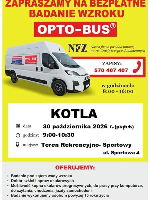 Bezpłatne badanie wzroku w optobusie w Kotli – 30 października