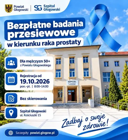 Bezpłatne badania prostaty dla mężczyzn 50+ z powiatu głogowskiego