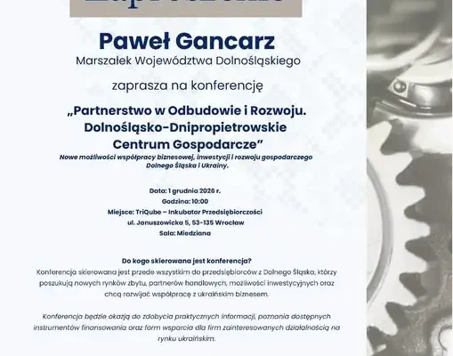 Konferencja o współpracy gospodarczej Dolnego Śląska z Ukrainą – 1 grudnia we Wrocławiu