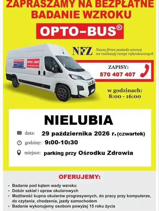 Bezpłatne badanie wzroku w Nielubi – 29 października 2026