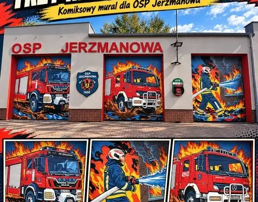 Jerzmanowa: strażackie bramy w OSP zamieniły się w komiks