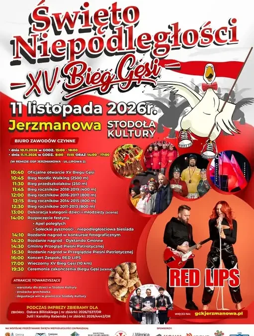 XV Bieg Gęsi i Święto Niepodległości w Jerzmanowej – 11 listopada pełen atrakcji